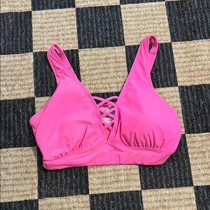 Pink Lace-Up Bikini Top